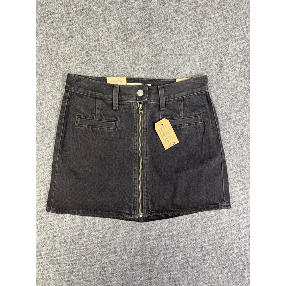 Women's Levi's Icon Skirt Black Denim New With Tags Size 25 Mid-Rise Zip Front